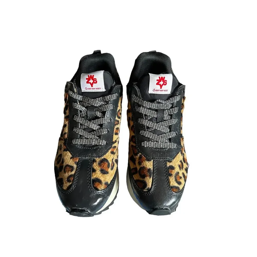 W6YZ Just Say Wizz Leopard Print Platform Running/Leisure Sneakers - RARE DESIGN